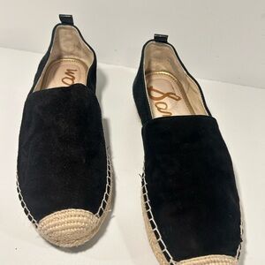 Sam Edelman Black Suede Espadrille Flats Slip On Shoes Womens 7.5